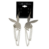 Bunny Dangle-Earrings Silver-Tone Color  #LQE2388