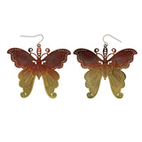 Butterfly Dangle-Earrings Red & Yellow Colored #LQE2392