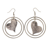 Heart Dangle-Earrings Silver-Tone Color  #LQE2395