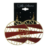 Glitter Sparkle Dangle-Earrings Gold-Tone & Red Colored #LQE2411