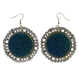 Glitter Sparkle Dangle-Earrings Blue & Silver-Tone Colored #LQE2412
