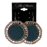 Glitter Sparkle Dangle-Earrings Blue & Silver-Tone Colored #LQE2412