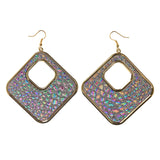 AB Finish Dangle-Earrings Silver-Tone & Multi Colored #LQE2425