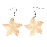 Star Dangle-Earrings White & Silver-Tone Colored #LQE2446