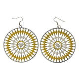 Silver-Tone & Yellow Colored Metal Dangle-Earrings #LQE2456