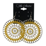 Silver-Tone & Yellow Colored Metal Dangle-Earrings #LQE2456