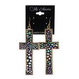 Cross Rainbow Glitter Dangle-Earrings Black & Multi Colored #LQE2472