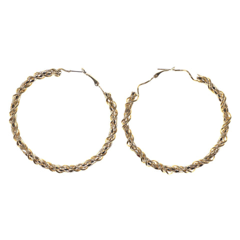 Gold-Tone Metal Hoop-Earrings #LQE2484