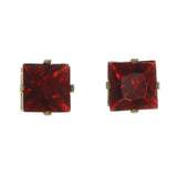 Red & Gold-Tone Colored Metal Stud-Earrings With Crystal Accents #LQE2490