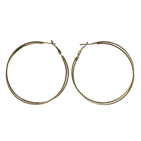 Gold-Tone Metal Hoop-Earrings #LQE2518