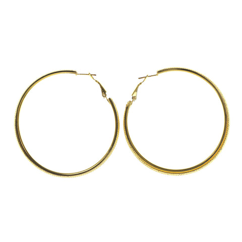 Gold-Tone Metal Hoop-Earrings #LQE2521