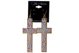 Colorful  Glitter Cross Rainbow Dangle-Earrings #LQE2569