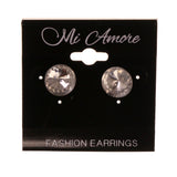 Silver-Tone Metal Stud-Earrings With Crystal Accents #LQE2599