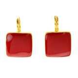 Red & Gold-Tone Colored Metal Dangle-Earrings #LQE2631