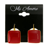 Red & Gold-Tone Colored Metal Dangle-Earrings #LQE2631
