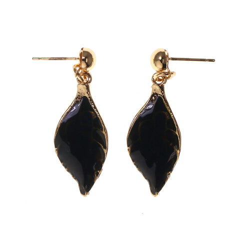 Black & Gold-Tone Colored Metal Dangle-Earrings #LQE2633