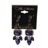 Blue & Silver-Tone Metal Dangle-Earrings Crystal Accents