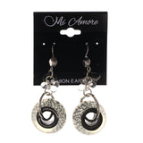 Black & Silver-Tone Colored Acrylic Dangle-Earrings With Bead Accents #LQE2663