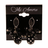 Black & Silver-Tone Metal -Dangle-Earrings Bead Accents #LQE2668