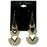 Gold-Tone & Black Colored Metal Dangle-Earrings LQE266
