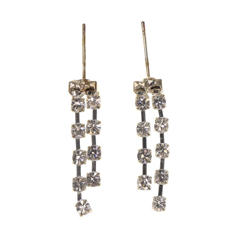 Silver-Tone Metal Drop-Dangle-Earrings With Crystal Accents #LQE2670