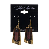 Gold-Tone & Brown Colored Metal Dangle-Earrings With Bead Accents #LQE2700