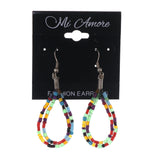 Colorful & Silver-Tone Acrylic Dangle-Earrings Bead Accents #LQE2702