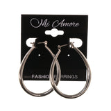 Silver-Tone Metal Hoop-Earrings #LQE2706