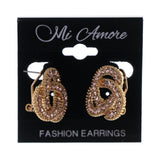 Gold-Tone & Peach Colored Metal Stud-Earrings With Crystal Accents #LQE2714