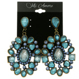 Gold-Tone & Multi Colored Metal Dangle-Earrings With Crystal Accents LQE274