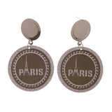 Glitter Paris Eiffle Tower Drop-Dangle-Earrings Silver-Tone Color #LQE2755