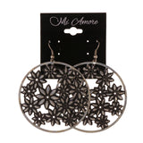 Flower Dangle-Earrings Silver-Tone Color #LQE2769
