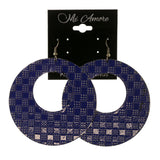 Blue & Silver-Tone Colored Metal Dangle-Earrings #LQE2782