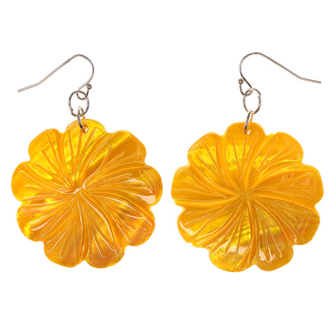 Flower Shell Dangle-Earrings Yellow Color #LQE2809