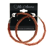 Red & Gold-Tone Colored Fabric Hoop-Earrings #LQE2848