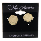 Glitter Sparkle Flower Stud-Earrings White Color #LQE2857