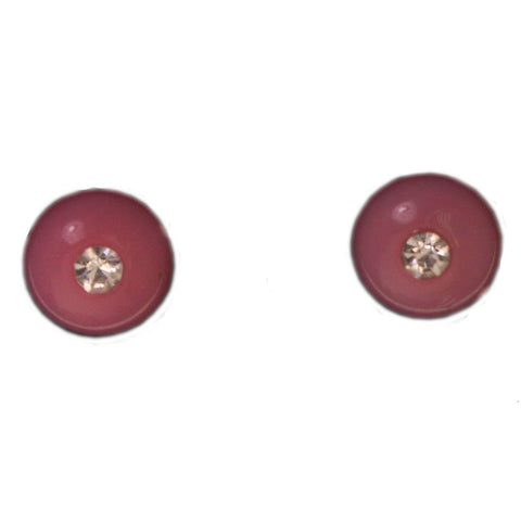 Pink Acrylic Stud-Earrings With Crystal Accents #LQE2863