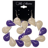 Purple & White Colored Metal Dangle-Earrings #LQE2875