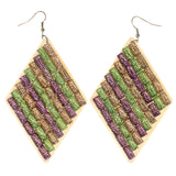 White & Multi Colored Acrylic Dangle-Earrings #LQE2879