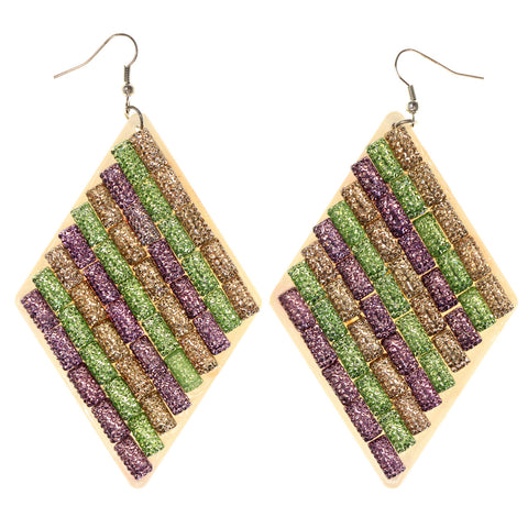 White & Multi Colored Acrylic Dangle-Earrings #LQE2879