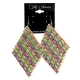 White & Multi Colored Acrylic Dangle-Earrings #LQE2879