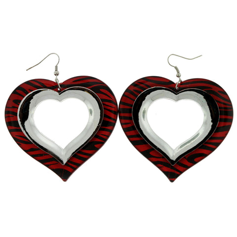 Mi Amore Dangle-Earrings Silver-Tone/Red