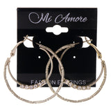 Silver-Tone Metal Hoop-Earrings With Crystal Accents