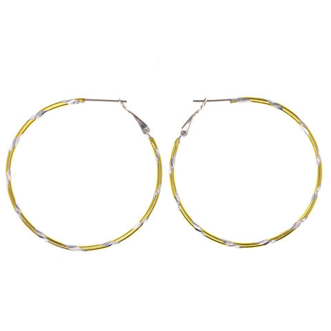 Metal Hoop-Earrings Yellow & Silver-Tone