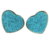 Heart Sparkle Stud-Earrings Blue & Silver-Tone Colored #LQE301