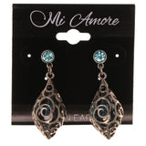 Blue & Silver-Tone Metal -Dangle-Earrings Crystal Accents #LQE3020