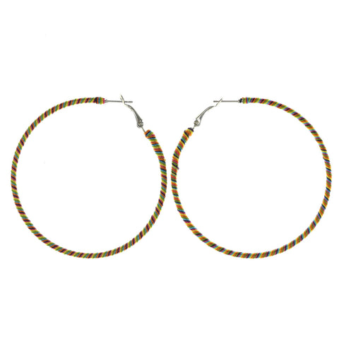 Colorful Fabric Hoop-Earrings #LQE3038
