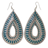 Silver-Tone & Blue Metal Dangle-Earrings
