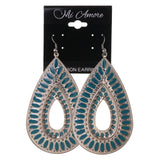 Silver-Tone & Blue Metal Dangle-Earrings