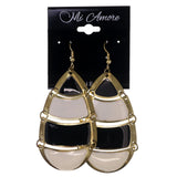 Black & White Colored Metal Dangle-Earrings #LQE3050